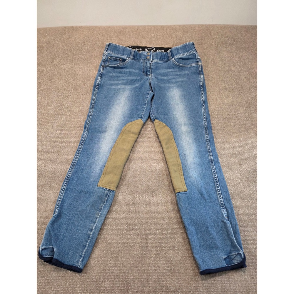 Goode Rider Womens Denim Knee Patch Breeches Blue Jeans 34R Equestrian Riding